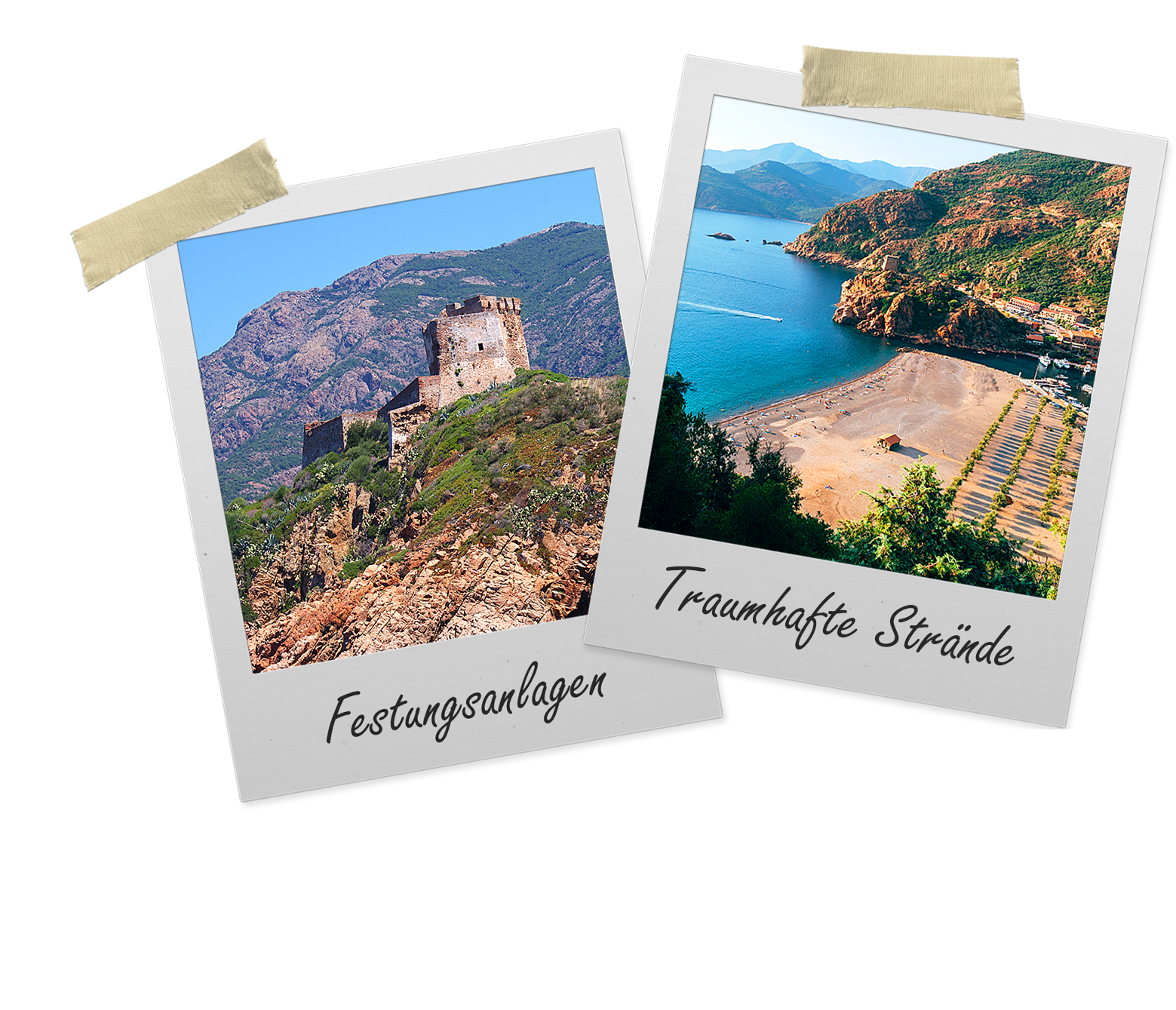 Festung_und_Strand Tanargue-Gebirge und der Ort Balazuc in der Ardeche